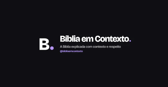 Capa de Página do Facebook da identidade "Bíblia em Contexto": símbolo, nome da página, assinatura "a Bíblia explicada com contexto e respeito" e o @bibliaemcontexto.