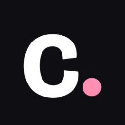 Foto de perfil da identidade pronta "Casa Explicada" (nicho Cotidiano e casa): letra C branca com ponto na cor rosa sobre fundo escuro.