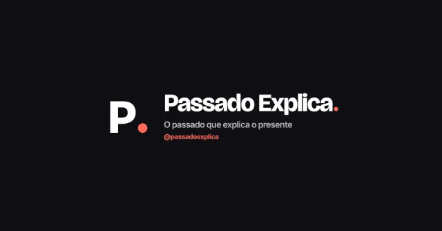 Capa de Página do Facebook da identidade "Passado Explica": símbolo, nome da página, assinatura "o passado que explica o presente" e o @passadoexplica.