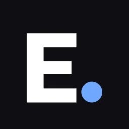Foto de perfil da identidade pronta "Entenda o Caso" (nicho atualidades): letra E branca com ponto na cor azul sobre fundo escuro.